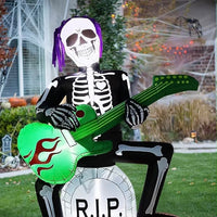 Halloween Aufblasbar Skelett Gitarre Grabstein Kürbis LED Beleuchtung