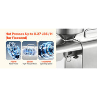 Elektrische Ölpresse Ölpressmaschine Edelstahl 750W Ölmühle 3,75kg/h