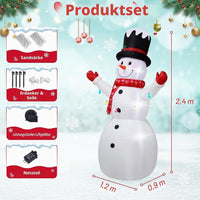 244cm Aufblasbare Schneemann Figur LED Beleuchtung Weihnachtsdekoration