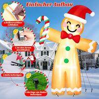 3,6m Weihnachtsdeko Aufblasbar LED Lebkuchenmann Zuckerstange