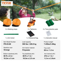 Slackline Set 2x18,3m Balance Training Baumschutz Armtrainer Outdoor