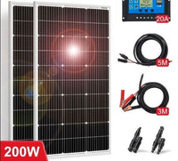 200W 12V Solarpanel Set Monokristallin Laderegler Kabel