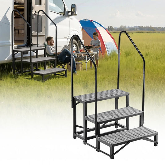 Wohnmobiltreppe 3 Stufen 300 kg Tragkraft Handlauf Geländer Camper