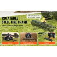 Vertikutierer Traktor Rasenrechen Landschaftsrechen 183 cm 36 Zinken