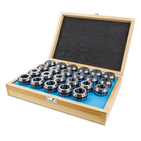 Spannzangenset ER40 4-26mm 23tlg Holzbox gehärtet geschliffen 23-teilig