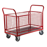 Transportwagen Gitterwagen 500kg Tragkraft Holzboden 4 Gitterwände 122x61cm