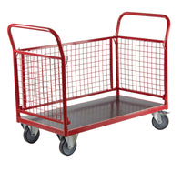 Transportwagen Gitterwagen 500kg Tragkraft Holzboden 4 Gitterwände 122x61cm