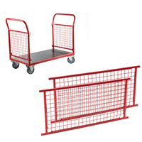 Transportwagen Gitterwagen 500kg Tragkraft Holzboden 4 Gitterwände 122x61cm