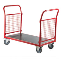 Transportwagen Gitterwagen 500kg Tragkraft Holzboden 4 Gitterwände 122x61cm