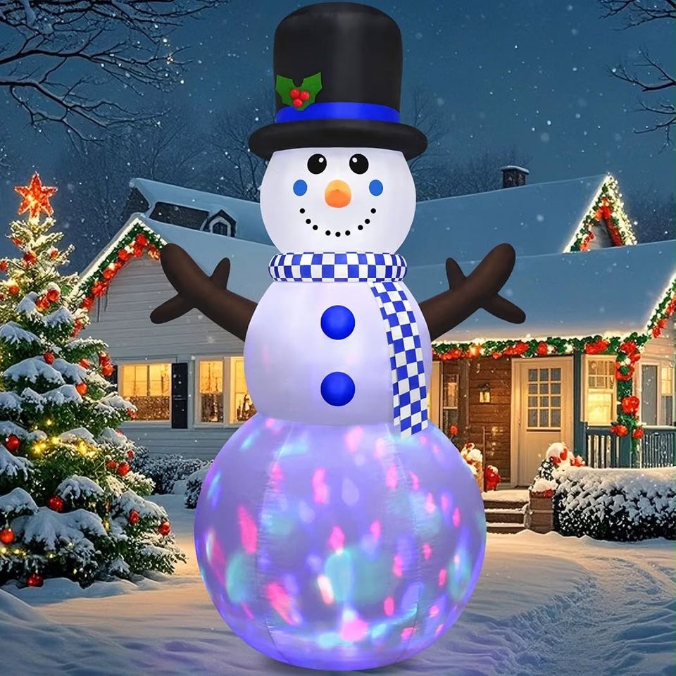 2,44m Aufblasbarer LED Schneemann Weihnachtsdeko Garten Farbwechsel XXL