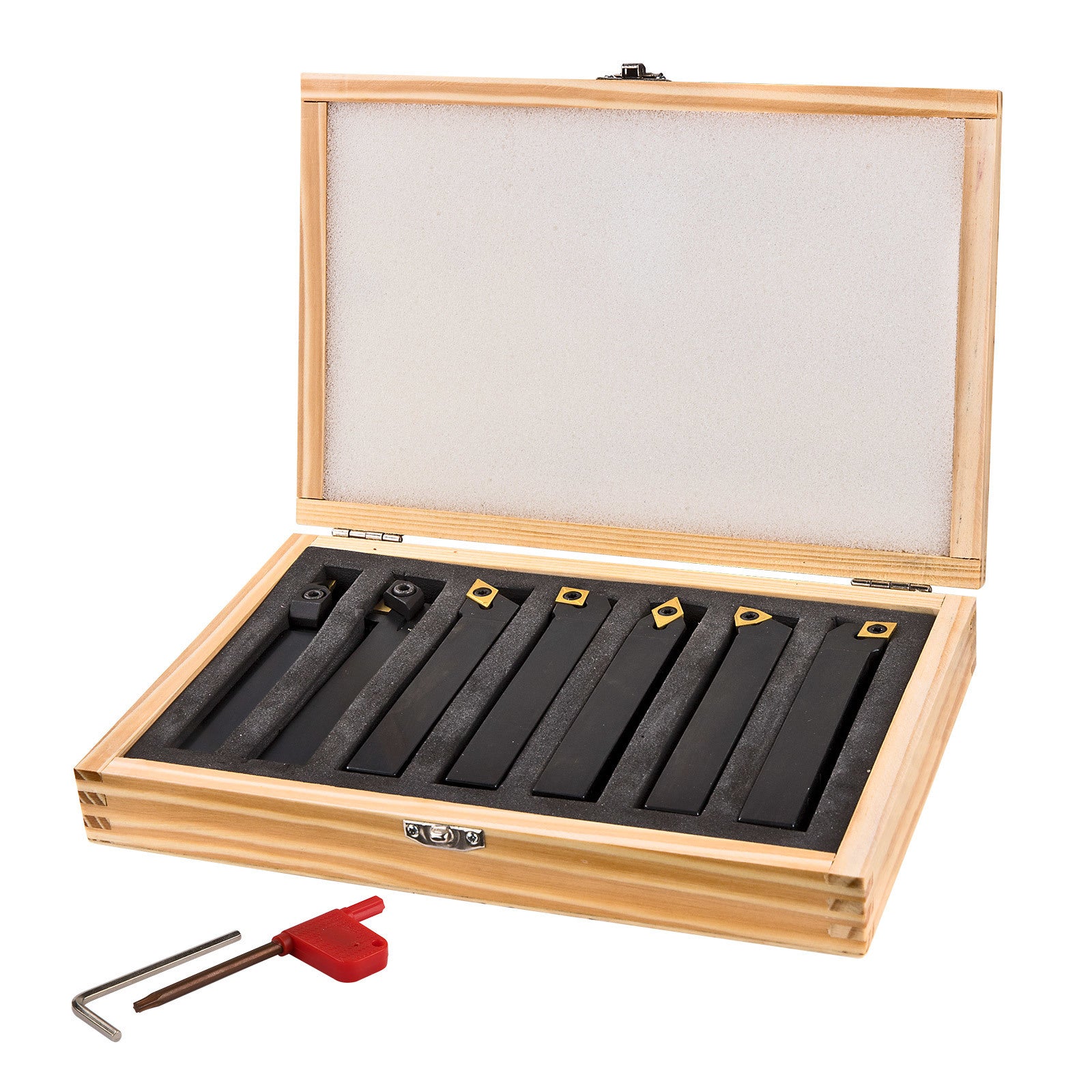 Drehmeißelsatz 7tlg HM Wendeplatten Drehbank Drehmaschine Holzbox