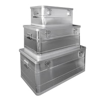 Aluboxen 3er Set 45 90 140 Liter Alukisten Transportboxen Stapelboxen