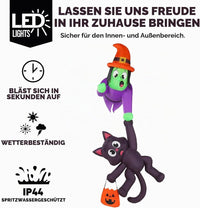 Halloween Aufblasbare Dachdekoration Hexe Katze XXL 244cm Gebläse