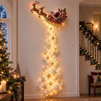 Weihnachts-Lichterkette Weihnachtsmann Schlitten LED Türdeko
