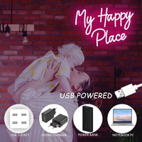 LED Neon Schild My Happy Place Beleuchtung Deko Wanddeko Leuchtschild