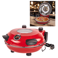 Pizzaofen 1200W Keramikstein Ober- Unterhitze Thermometer Rot 420°C