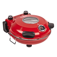 Pizzaofen 1200W Keramikstein Ober- Unterhitze Thermometer Rot 420°C