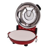 Pizzaofen 1200W Keramikstein Ober- Unterhitze Thermometer Rot 420°C