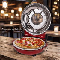 Pizzaofen 1200W Keramikstein Ober- Unterhitze Thermometer Rot 420°C