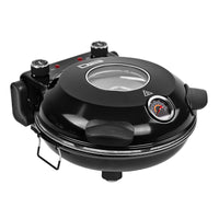 Pizzaofen 1200W Keramikstein 420°C Ober- Unterhitze Thermometer Schwarz