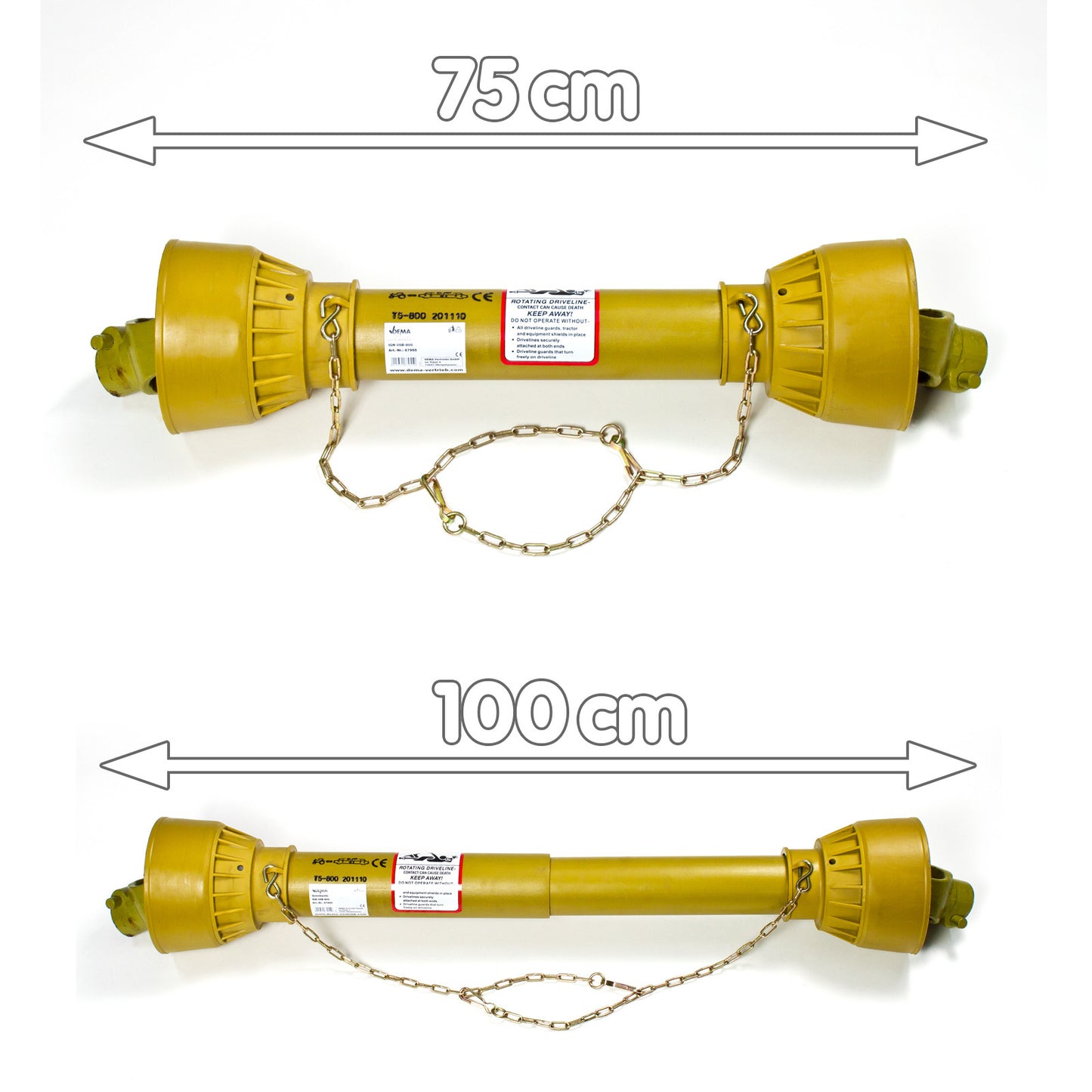 Gelenkwelle Zapfwelle 75-100 cm beidseitig 1 3/8 Zoll 6 Zähne 540 U/min