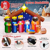 2,4m Aufblasbare LED Weihnachtskrippe Weihnachtsdeko Beleuchtung Outdoor