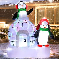 2,1m Aufblasbare Weihnachtsdekoration Pinguine Iglu LED Beleuchtung