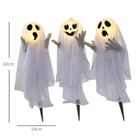 Halloween Dekoration 3x Geister Bewegungssensor 54x10x60cm Leuchtend
