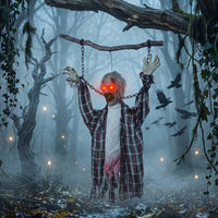 Halloween Hängende Zombie Deko Dekoration Sound LED-Augen 110cm
