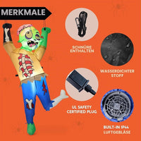 Halloween Aufblasbarer LED Zombie Kletterdeko Außendekoration 152cm