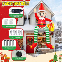 Aufblasbarer LED Outdoor Wichtel Geschenkbox Weihnachtsdeko 300cm