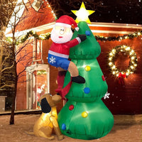 183cm Aufblasbar LED Weihnachtsbaum Weihnachtsmann Hund Deko