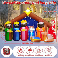 2,4m Aufblasbare LED Weihnachtskrippe Weihnachtsdeko Beleuchtung Outdoor