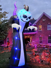 Halloween Aufblasbar Skelett Gitarre Grabstein Kürbis LED Beleuchtung