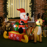 Aufblasbare Weihnachtsdeko Weihnachtsmann Schlitten Rentier LED Garten