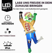 Halloween Aufblasbarer LED Zombie Kletterdeko Außendekoration 152cm