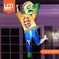 Halloween Aufblasbarer LED Zombie Kletterdeko Außendekoration 152cm