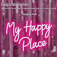 LED Neon Schild My Happy Place Beleuchtung Deko Wanddeko Leuchtschild