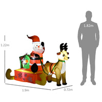 Aufblasbare Weihnachtsdeko Weihnachtsmann Schlitten Rentier LED Garten