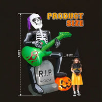Halloween Aufblasbar Skelett Gitarre Grabstein Kürbis LED Beleuchtung
