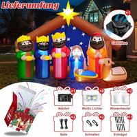 2,4m Aufblasbare LED Weihnachtskrippe Weihnachtsdeko Beleuchtung Outdoor