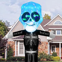 Aufblasbare Halloween Dekoration 240cm Geist Skelett LED Beleuchtung XXL