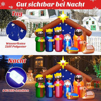 2,4m Aufblasbare LED Weihnachtskrippe Weihnachtsdeko Beleuchtung Outdoor