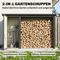 Kaminholzregal Brennholzregal Geräteschrank Gartenschrank Schuppen 235x67x149cm