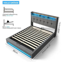 Polsterbett 90x200cm Stauraumbett LED Beleuchtung USB Bettgestell Bettkasten