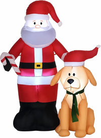 Aufblasbarer LED Weihnachtsmann Hund Weihnachtsdeko 157cm Außendeko