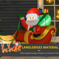 Aufblasbarer Weihnachtsmann Schlitten LED 240x57x112cm Wasserdicht Dekoration