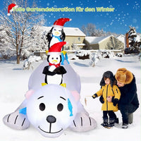 180cm Aufblasbare Eisbär Figur Weihnachten Dekoration LED Pinguin