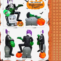 Halloween Aufblasbar Skelett Gitarre Grabstein Kürbis LED Beleuchtung