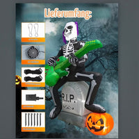 Halloween Aufblasbar Skelett Gitarre Grabstein Kürbis LED Beleuchtung